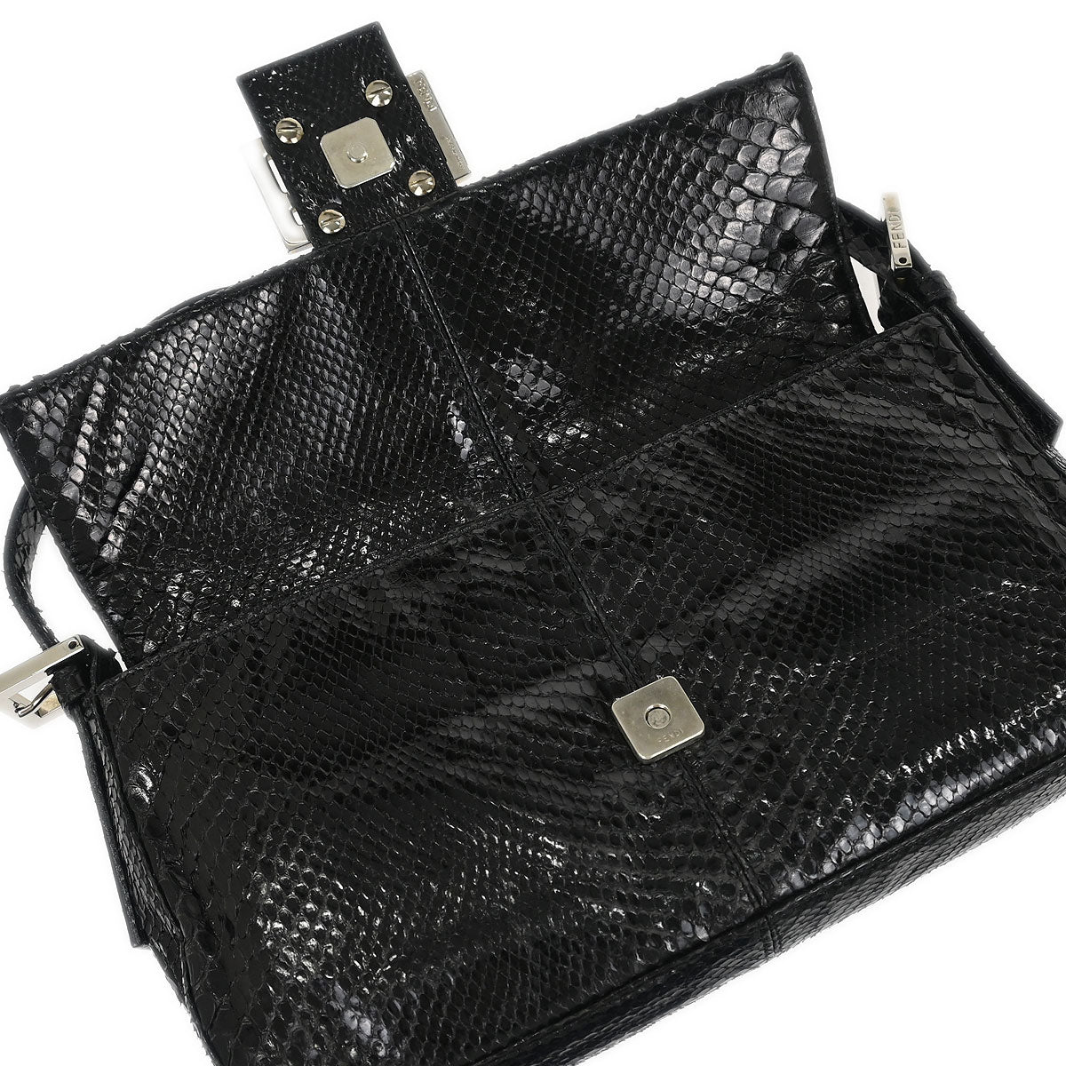 Fendi * Black Python Baguette Handbag - Image 7