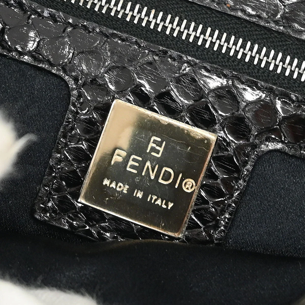 Fendi * Black Python Baguette Handbag - Image 9
