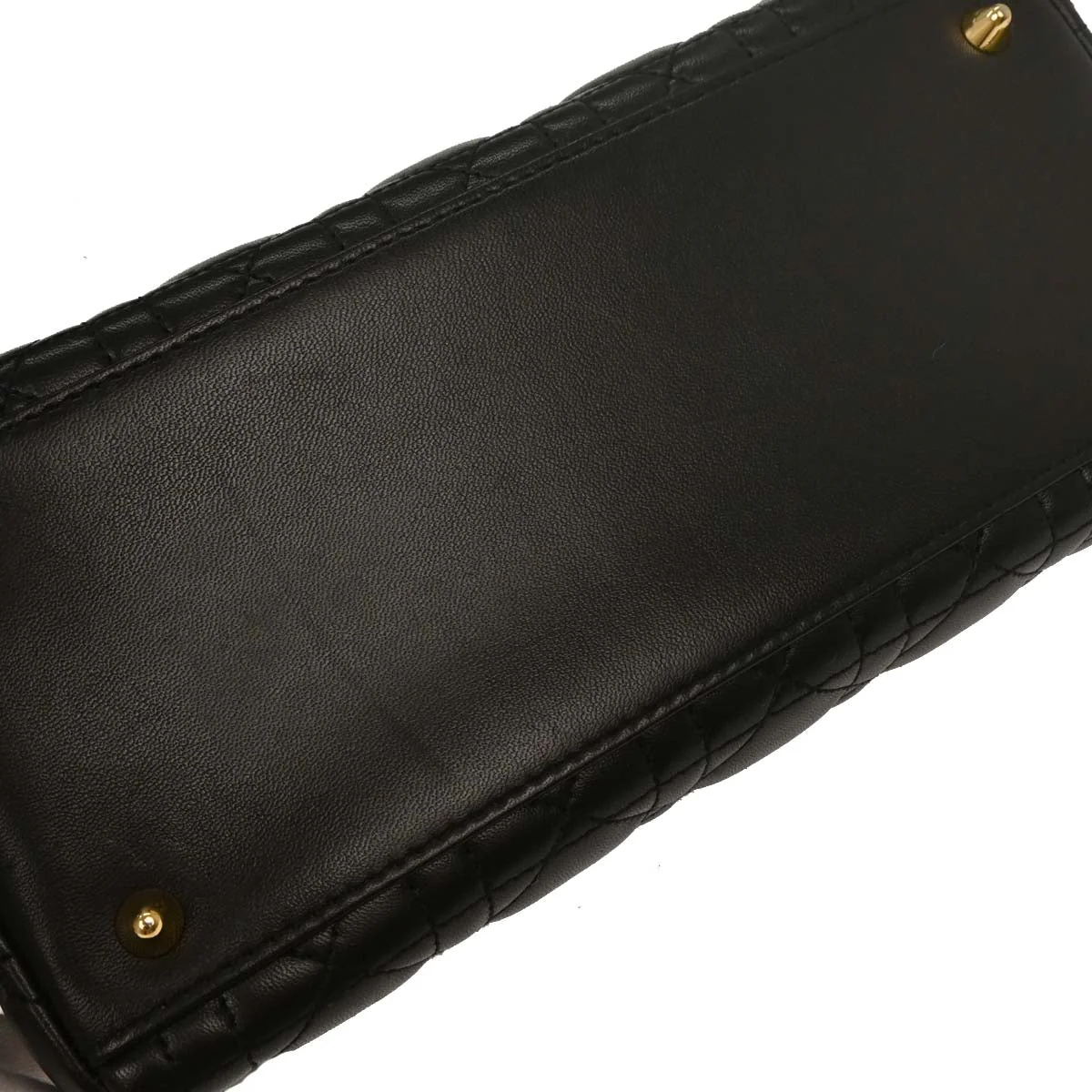 Christian Dior Black Lambskin Medium Lady Dior Cannage 2way Shoulder Handbag - Image 6