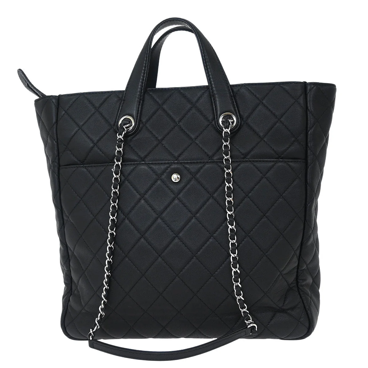 Chanel 2019 Black Lambskin Ultra Pocket Shopping Tote 2way Shoulder Handbag - Image 2