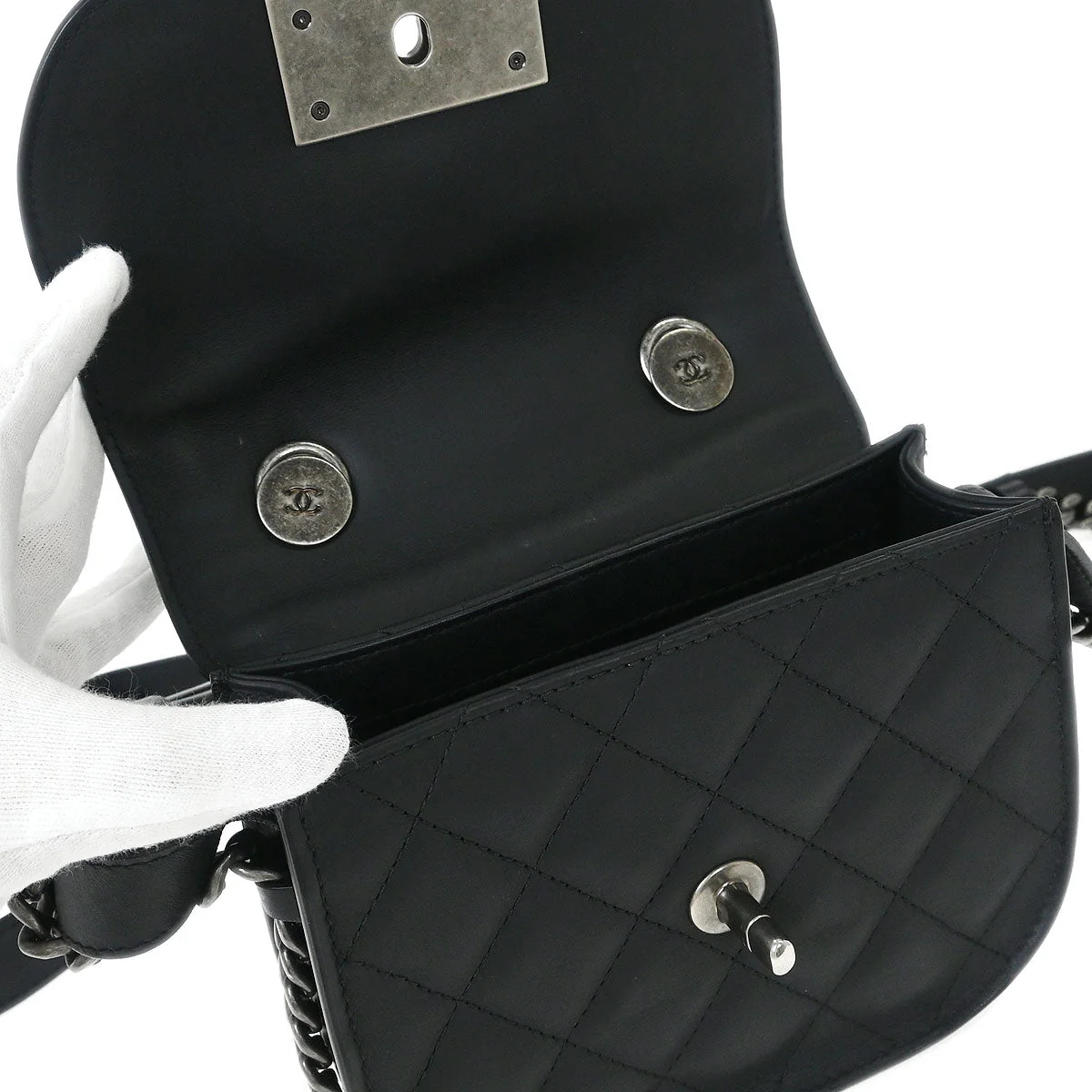 Chanel 2015-2016 Black Calfskin 2way Shoulder Handbag - Image 6