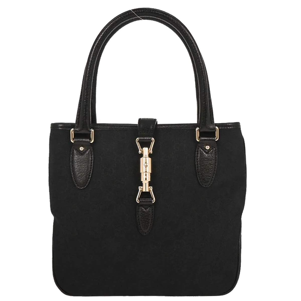 Gucci Black Canvas GG Jackie Tote Handbag