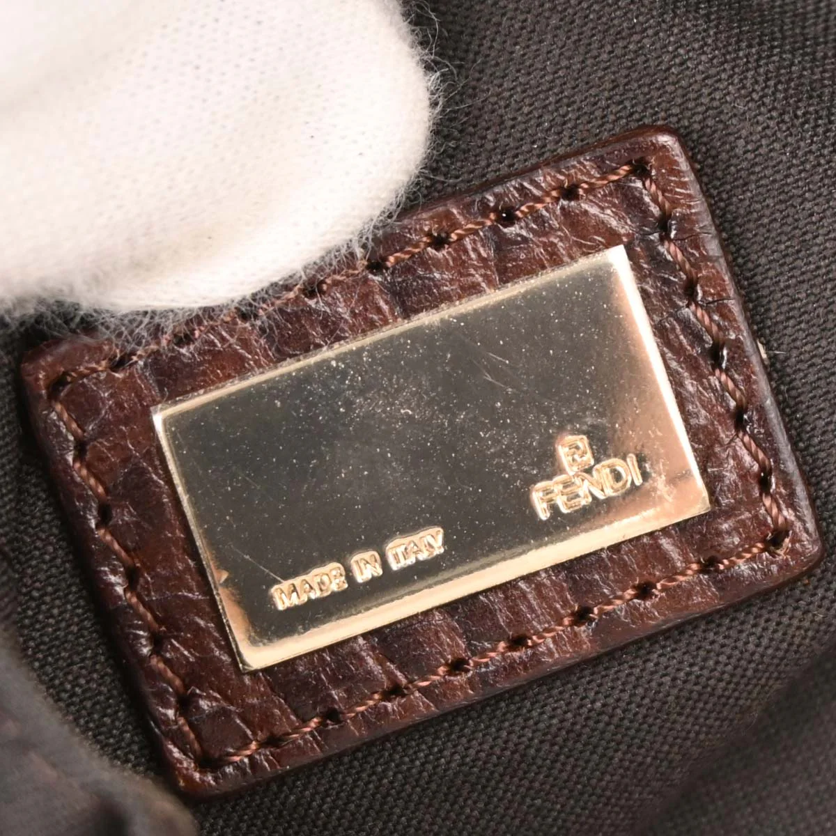 Fendi Brown Zucchino Shoulder Bag - Image 9