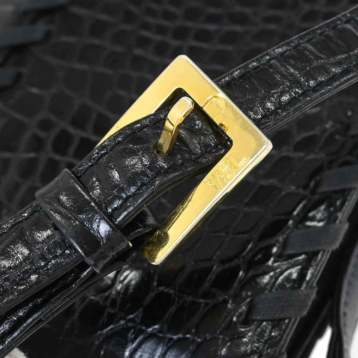 Yves Saint Laurent * Black Leather Shoulder Bag - Image 7