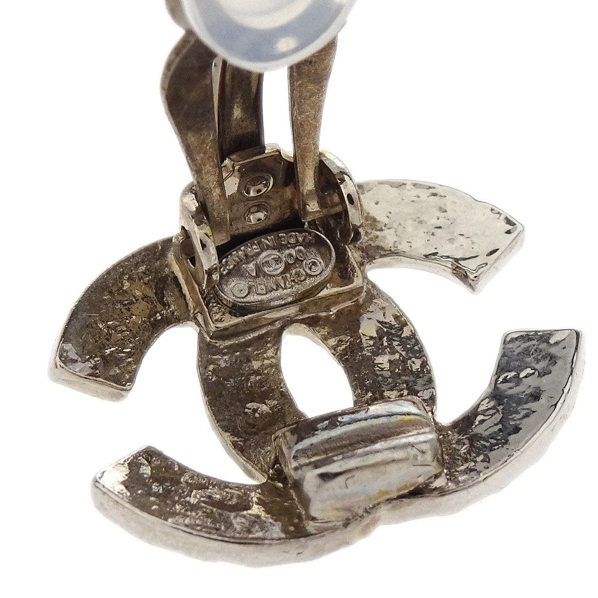 Chanel Silver CC Earrings Clip-On 00A - Image 4