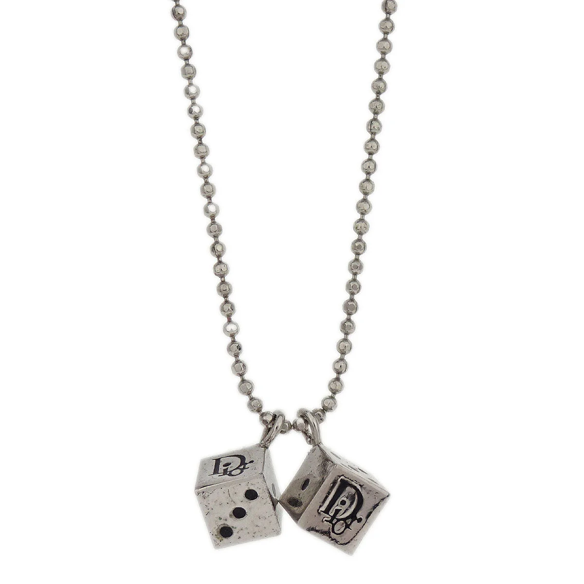 Christian Dior 2set Necklace Piercing Earrings Dice Silver - Image 2