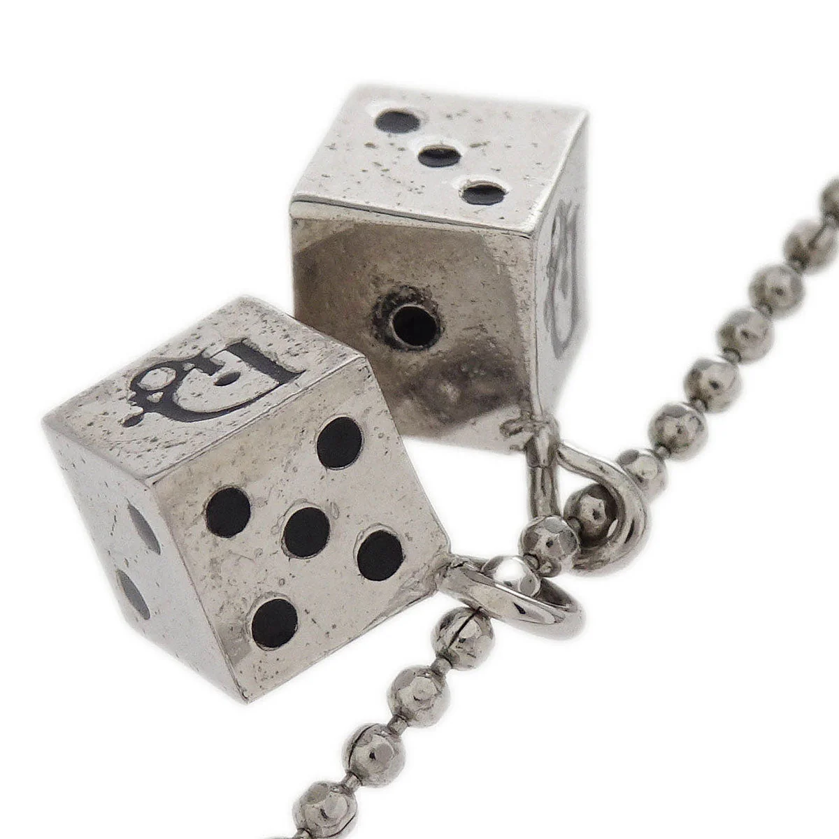 Christian Dior 2set Necklace Piercing Earrings Dice Silver - Image 4