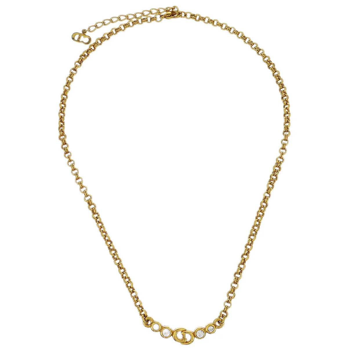 Christian Dior Necklace Pendant Gold Rhinestone - Image 2