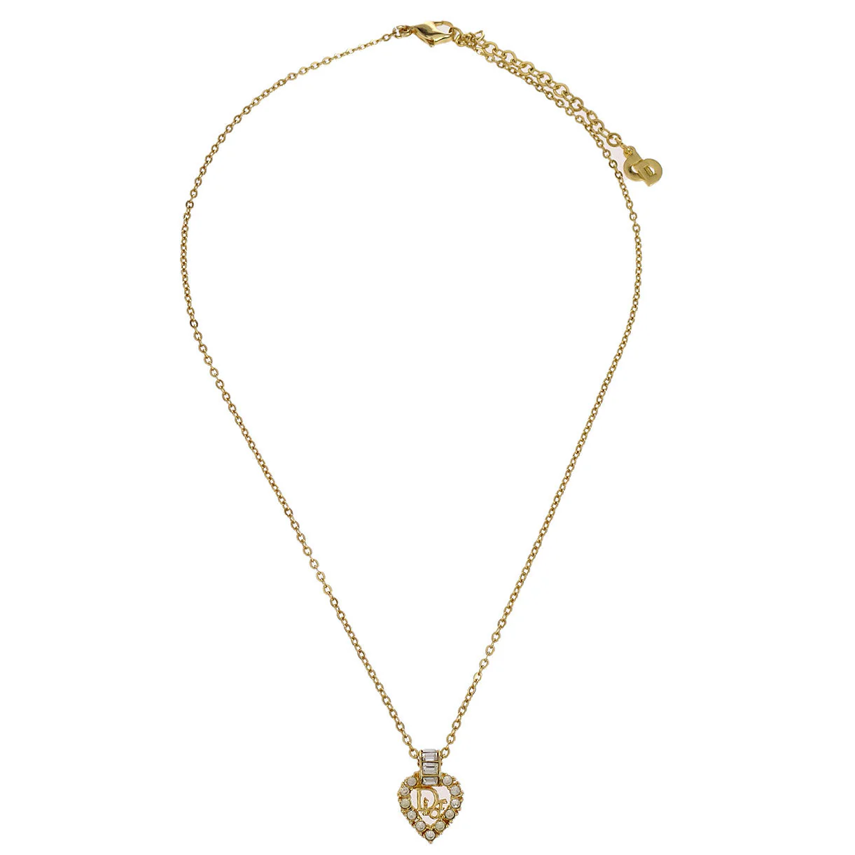 Christian Dior Necklace Pendant Gold Rhinestone - Image 2