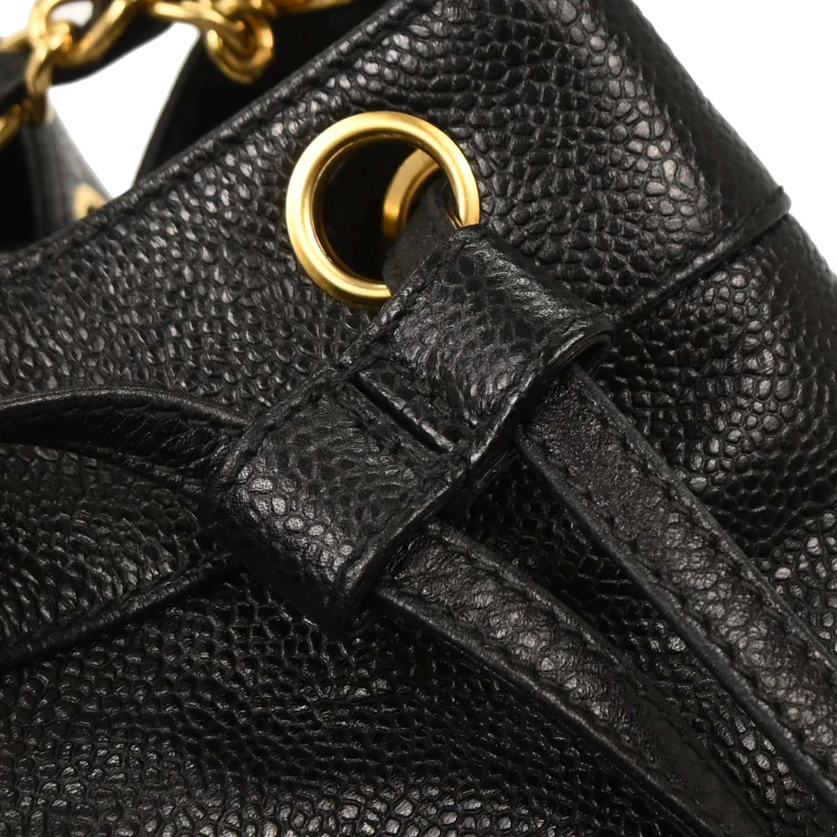 Chanel 1996-1997 Black Caviar Triple CC Bucket Shoulder Bag - Image 6