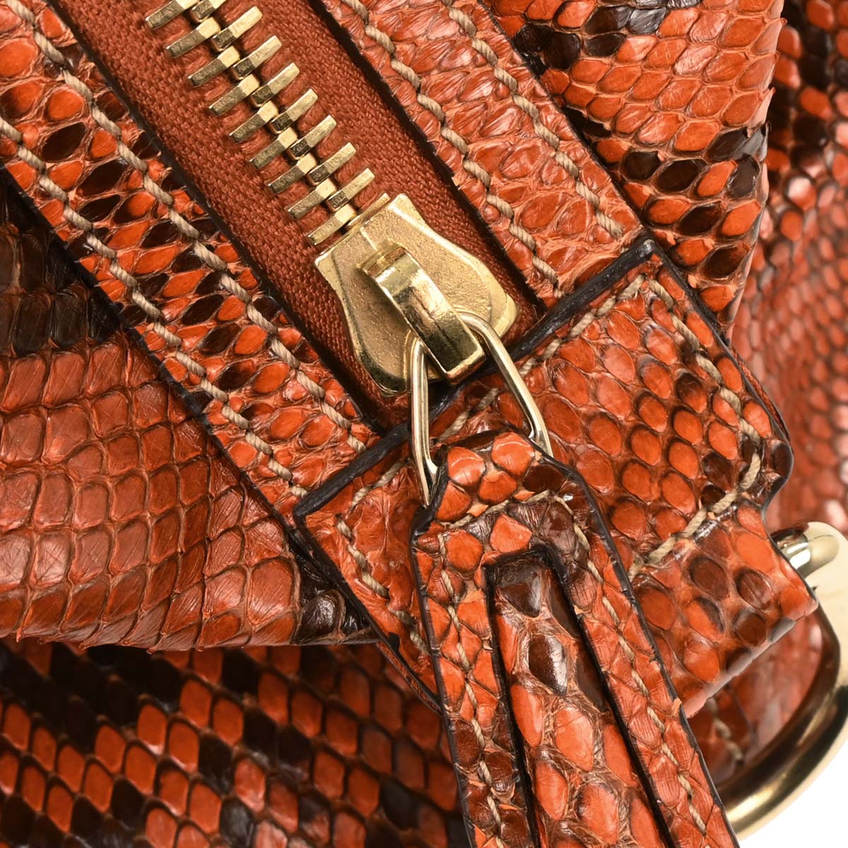 Gucci * Orange Python Bamboo 2way Shoulder Handbag - Image 4