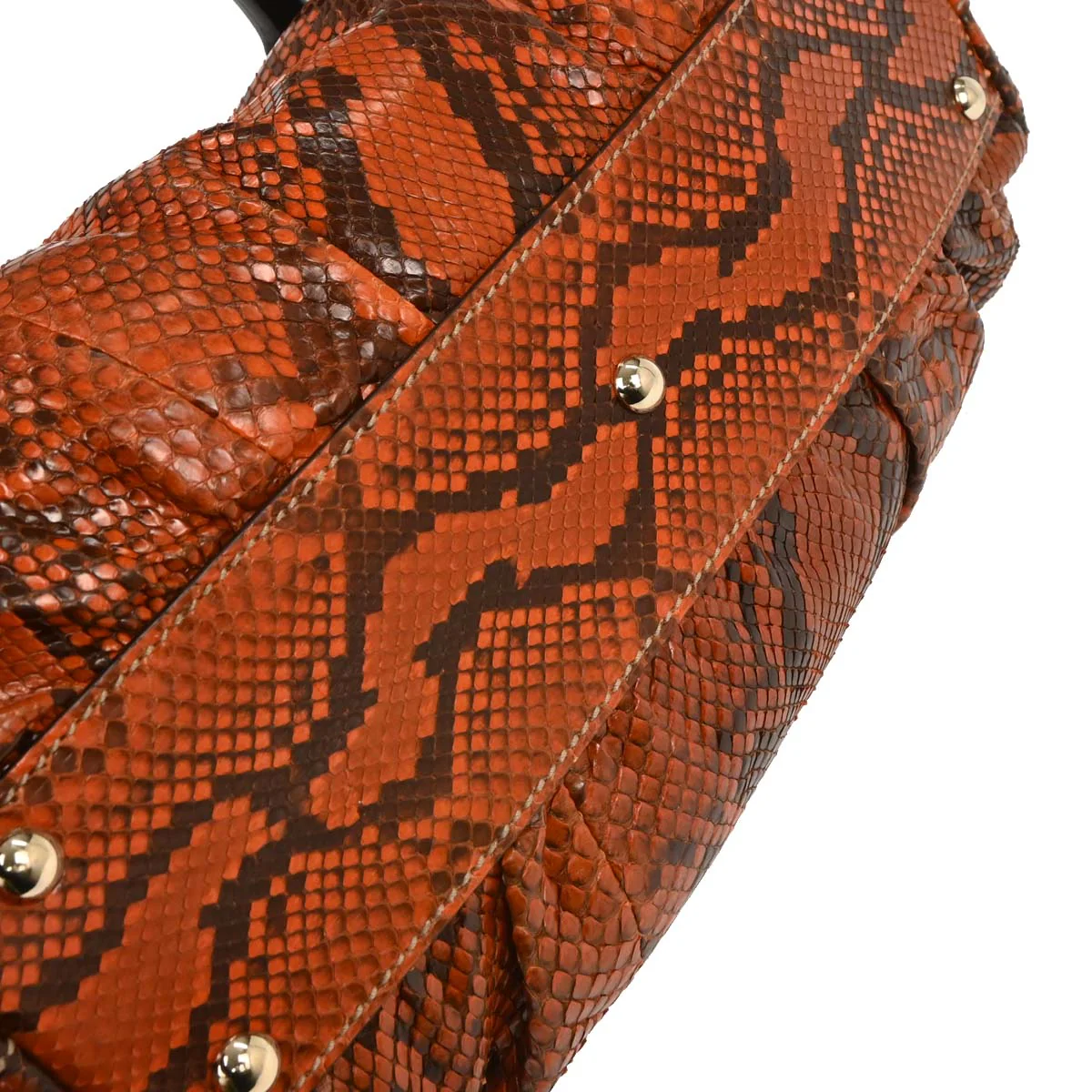 Gucci * Orange Python Bamboo 2way Shoulder Handbag - Image 5