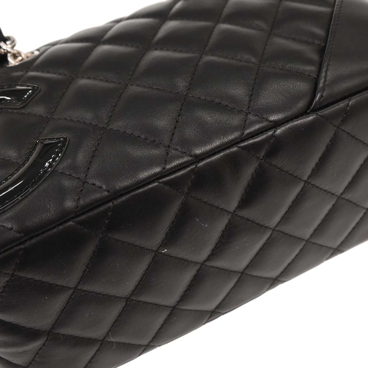 Chanel 2005-2006 Black Calfskin Cambon Ligne Bowling Bag - Image 3