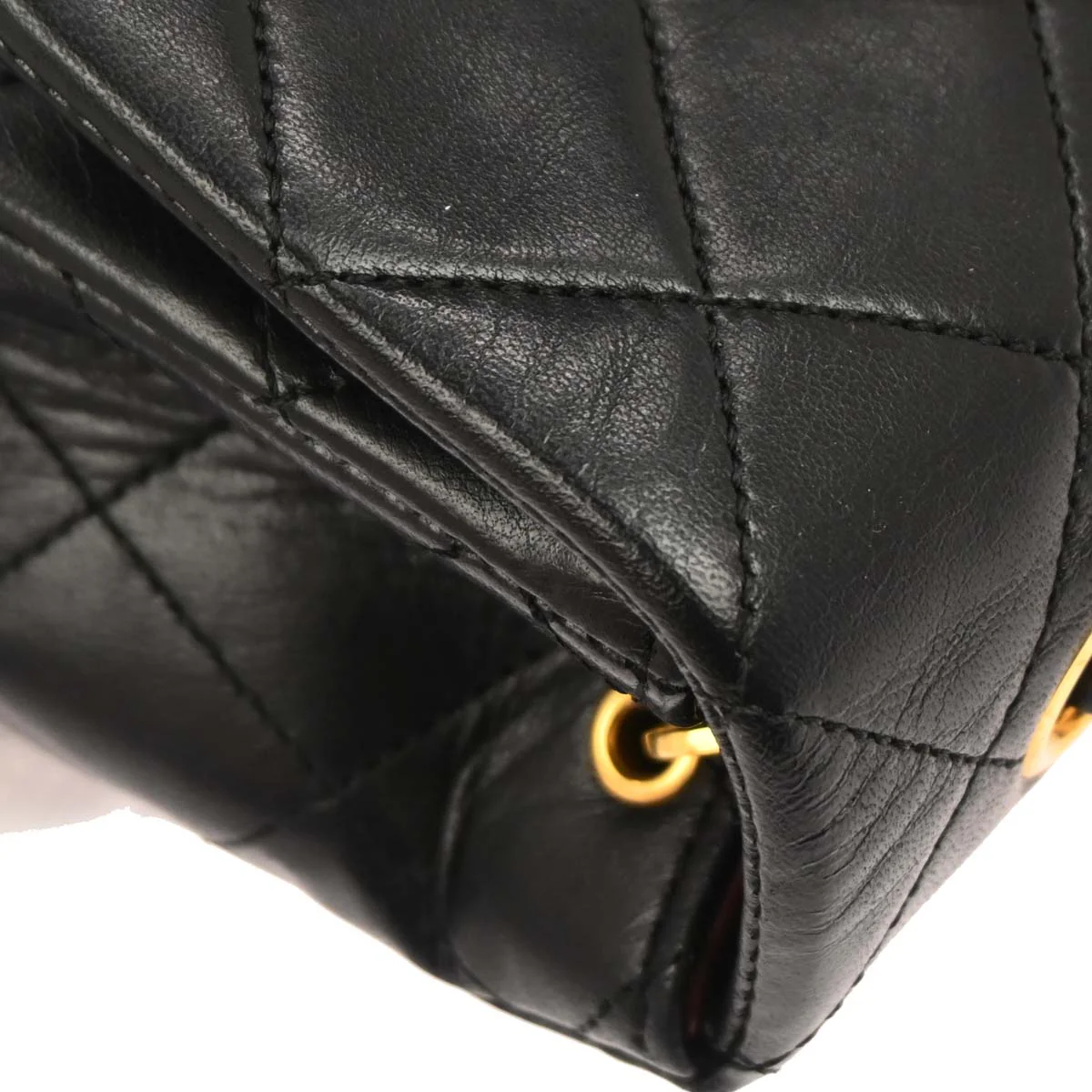 Chanel 1989-1991 Black Lambskin Classic Square Flap Shoulder Bag - Image 5