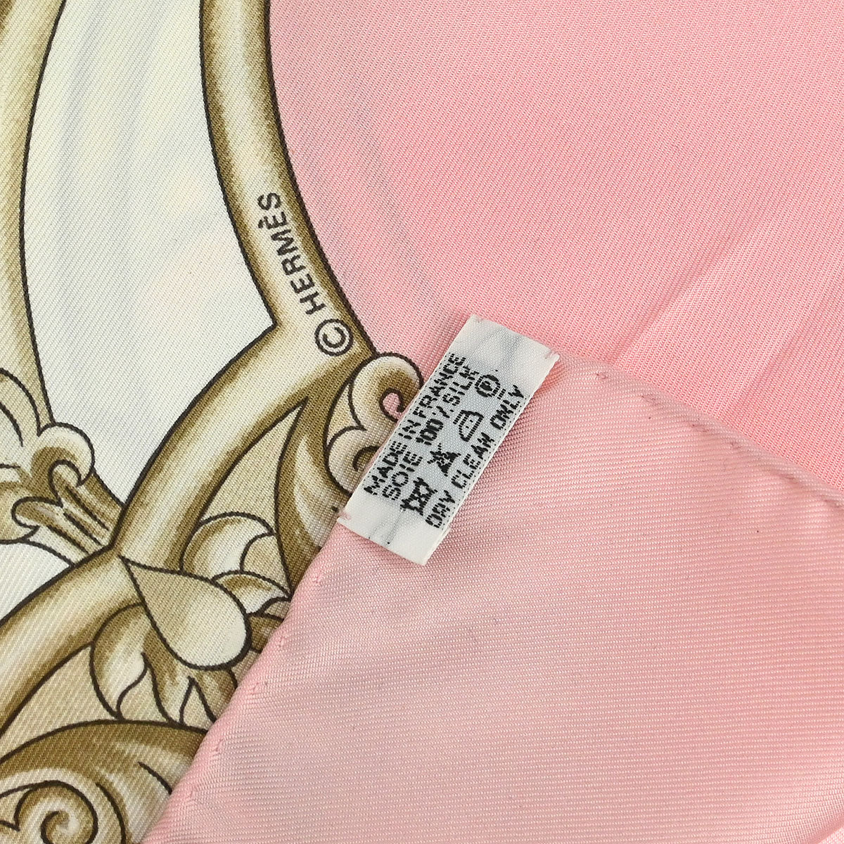 Hermes Scarf Carre 90 Les Chevaux Des Moghols Pink Small Good - Image 4
