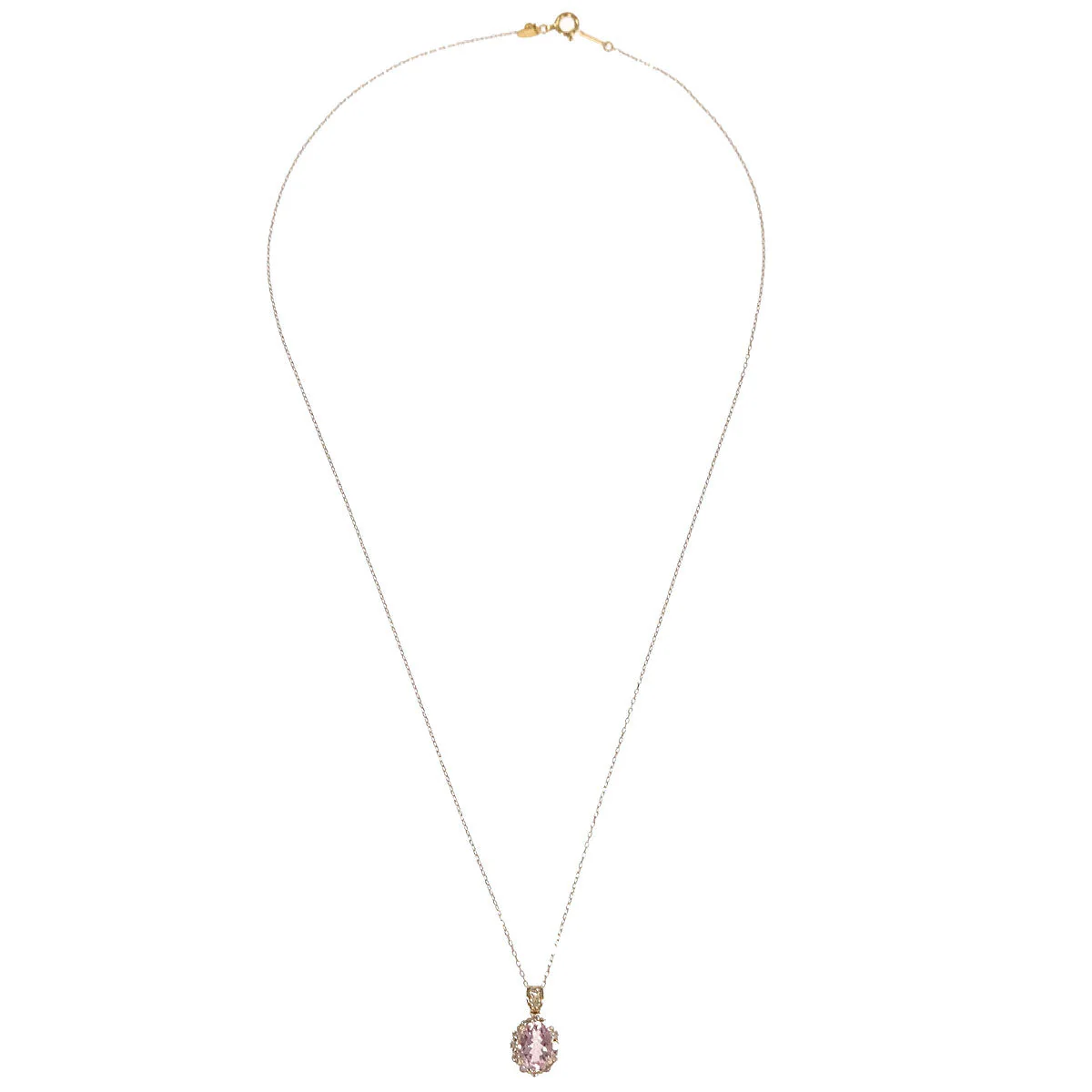 Pendant Necklace Morganite 18K Diamond Gold - Image 2