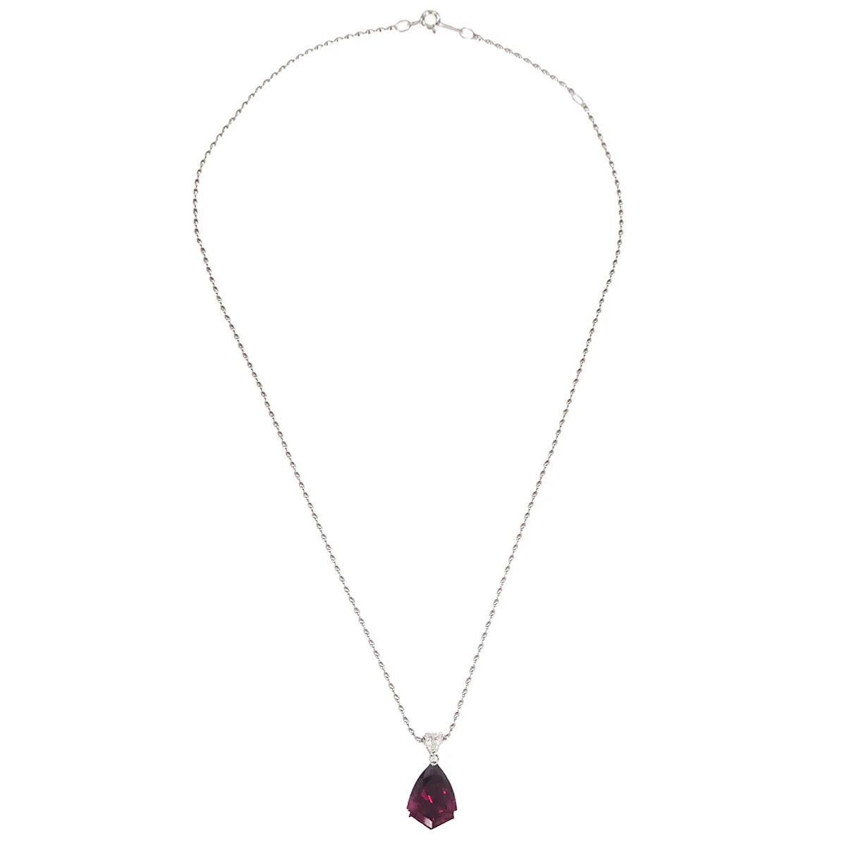 Pendant Necklace Pt900 Pt750 Ruby Diamond Silver - Image 2