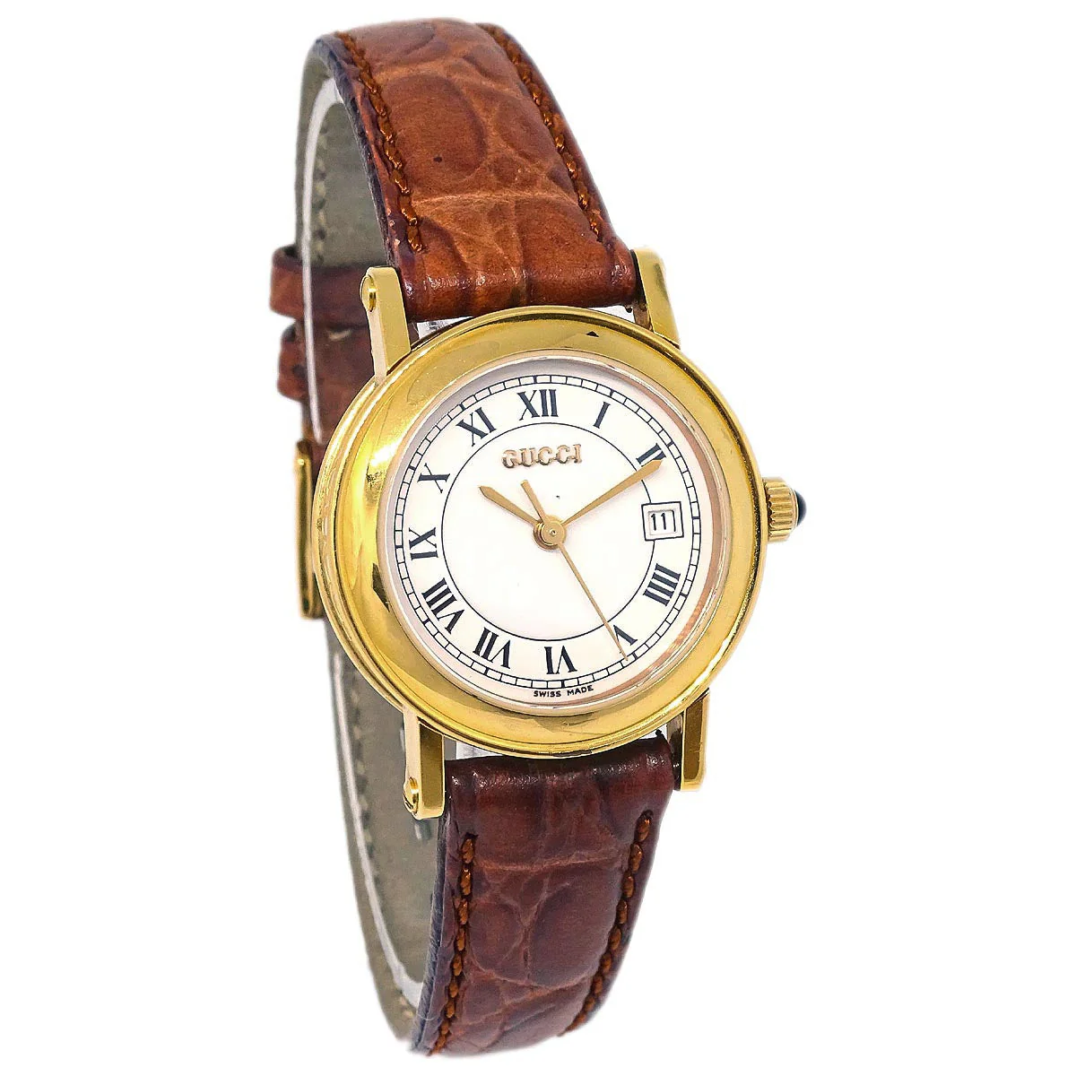 Gucci * 7200L Quartz Watch SS Crocodile - Image 2