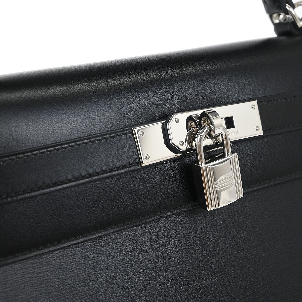 Hermes 2003 Black Box Calf Kelly 32 Sellier 2way Shoulder Handbag - Image 4