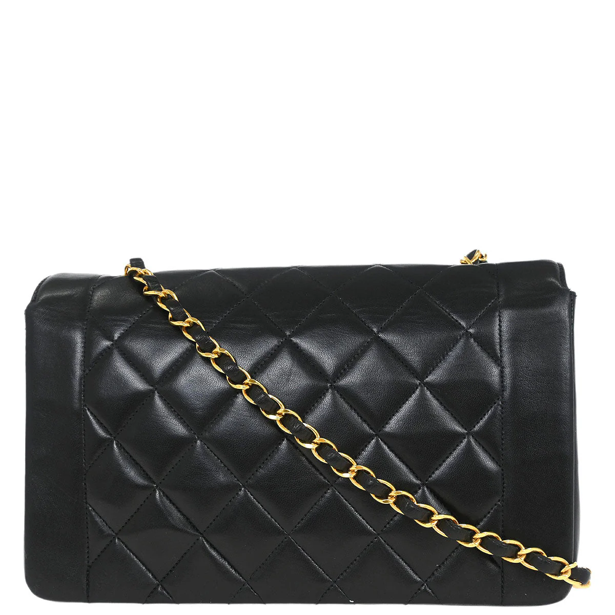 Chanel 1994-1996 Black Lambskin Medium Diana Shoulder Bag - Image 2