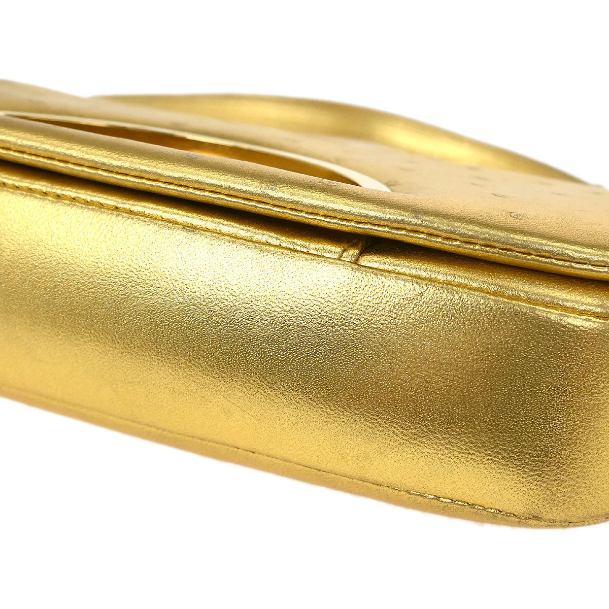 Christian Dior * Gold Ostrich Malice Handbag - Image 3