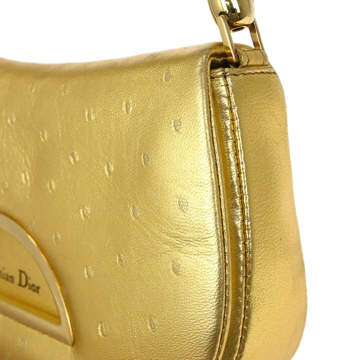 Christian Dior * Gold Ostrich Malice Handbag - Image 5