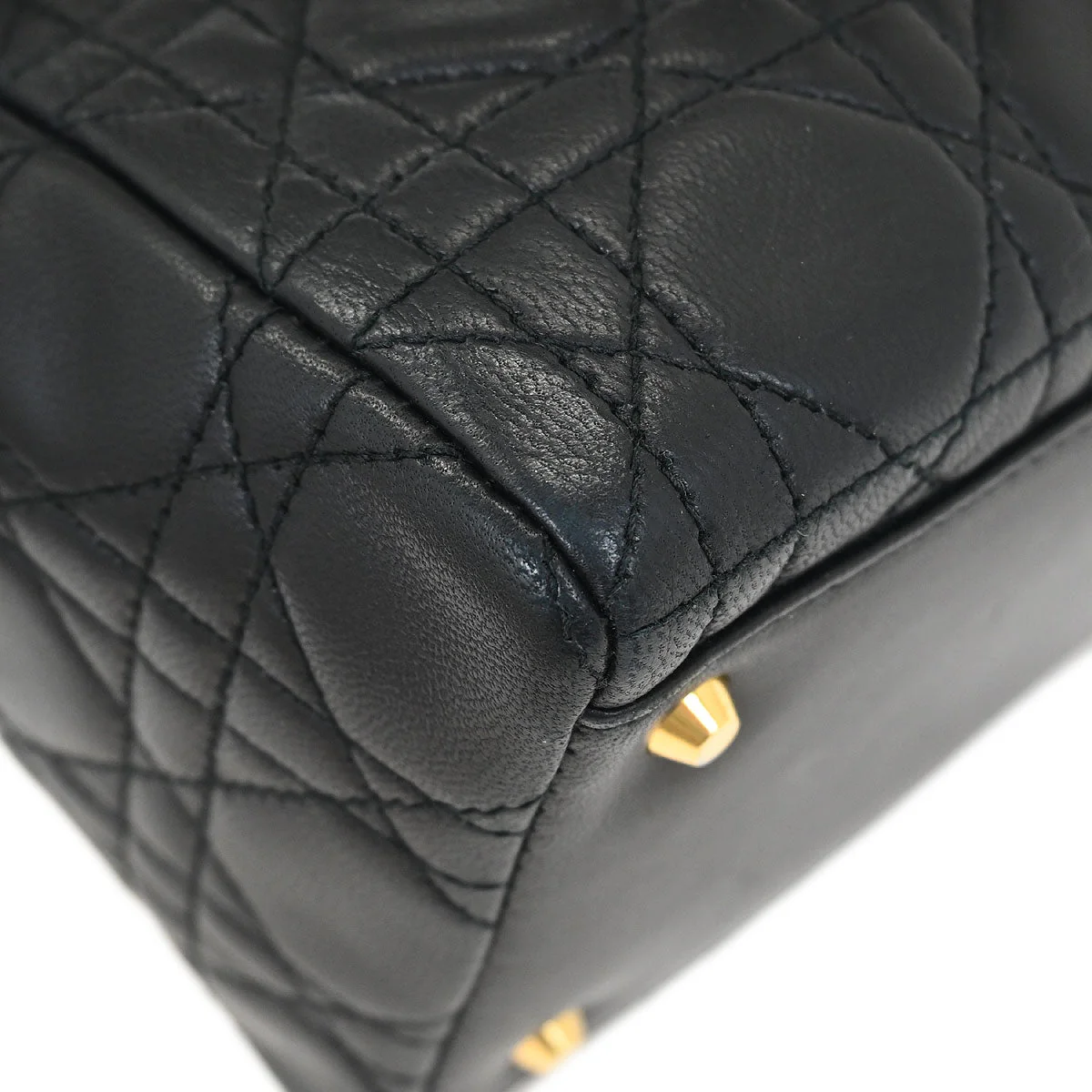 Christian Dior Black Lambskin Medium Lady Dior Cannage 2way Shoulder Handbag - Image 5