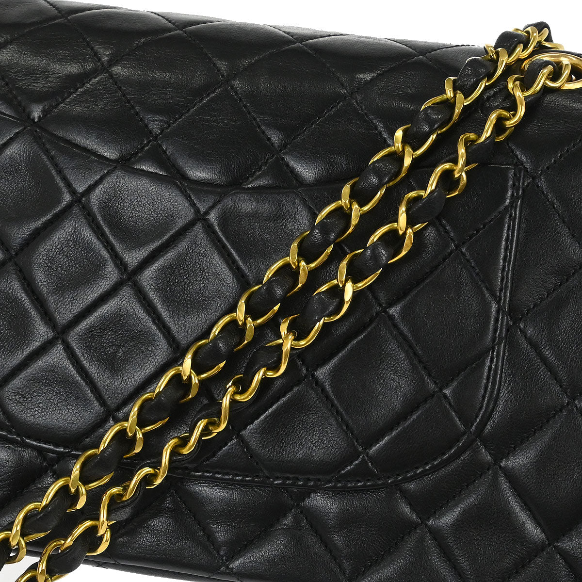 Chanel 1994-1996 Black Lambskin Medium Classic Double Flap Shoulder Bag - Image 5