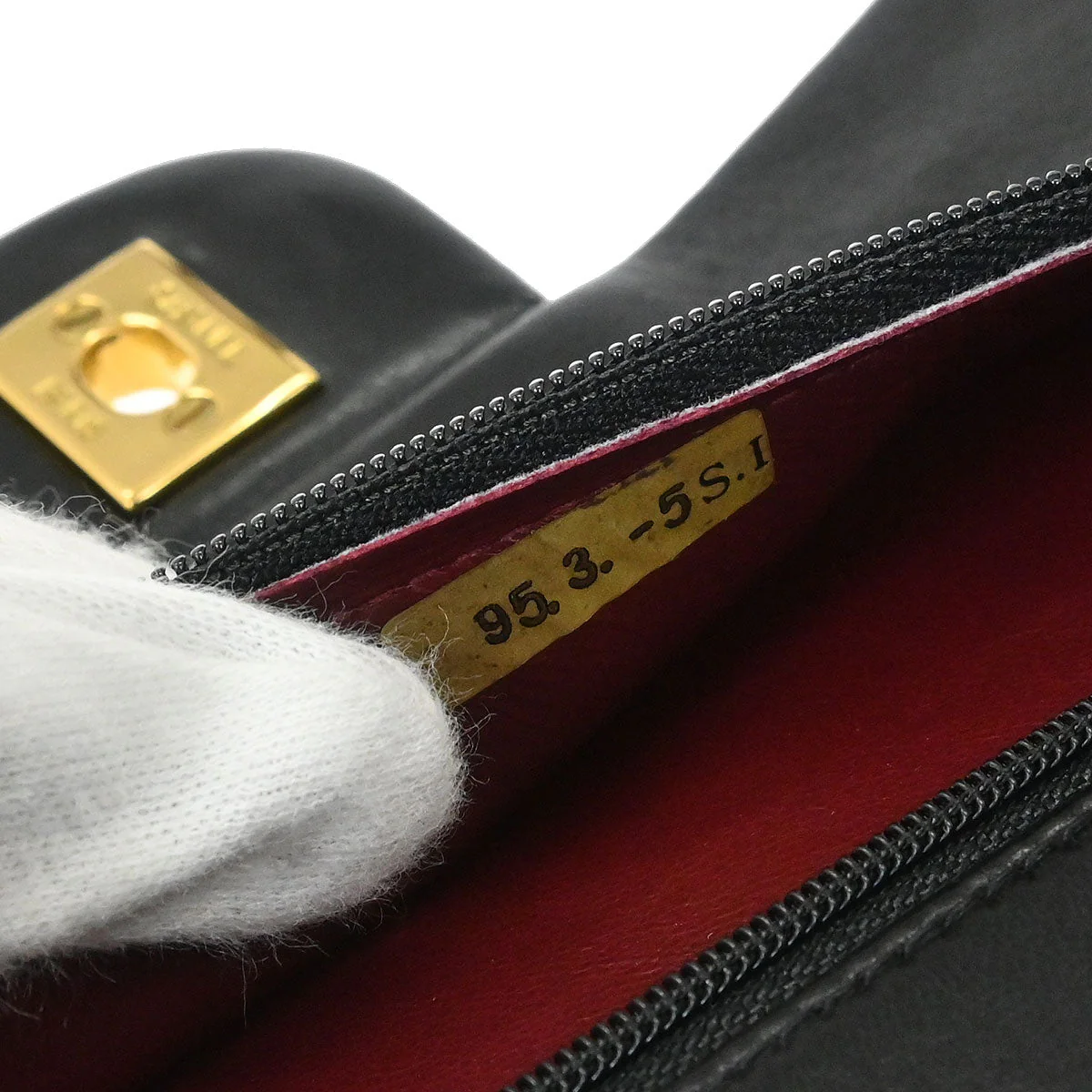 Chanel 1994-1996 Black Lambskin Medium Classic Double Flap Shoulder Bag - Image 7