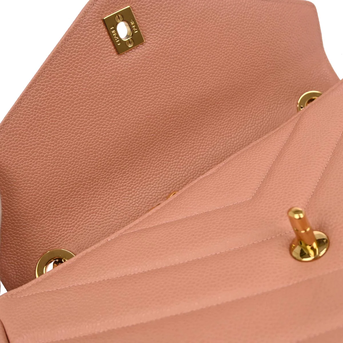 Chanel 1994-1996 Pink Caviar Skin Chevron Shoulder Bag - Image 6
