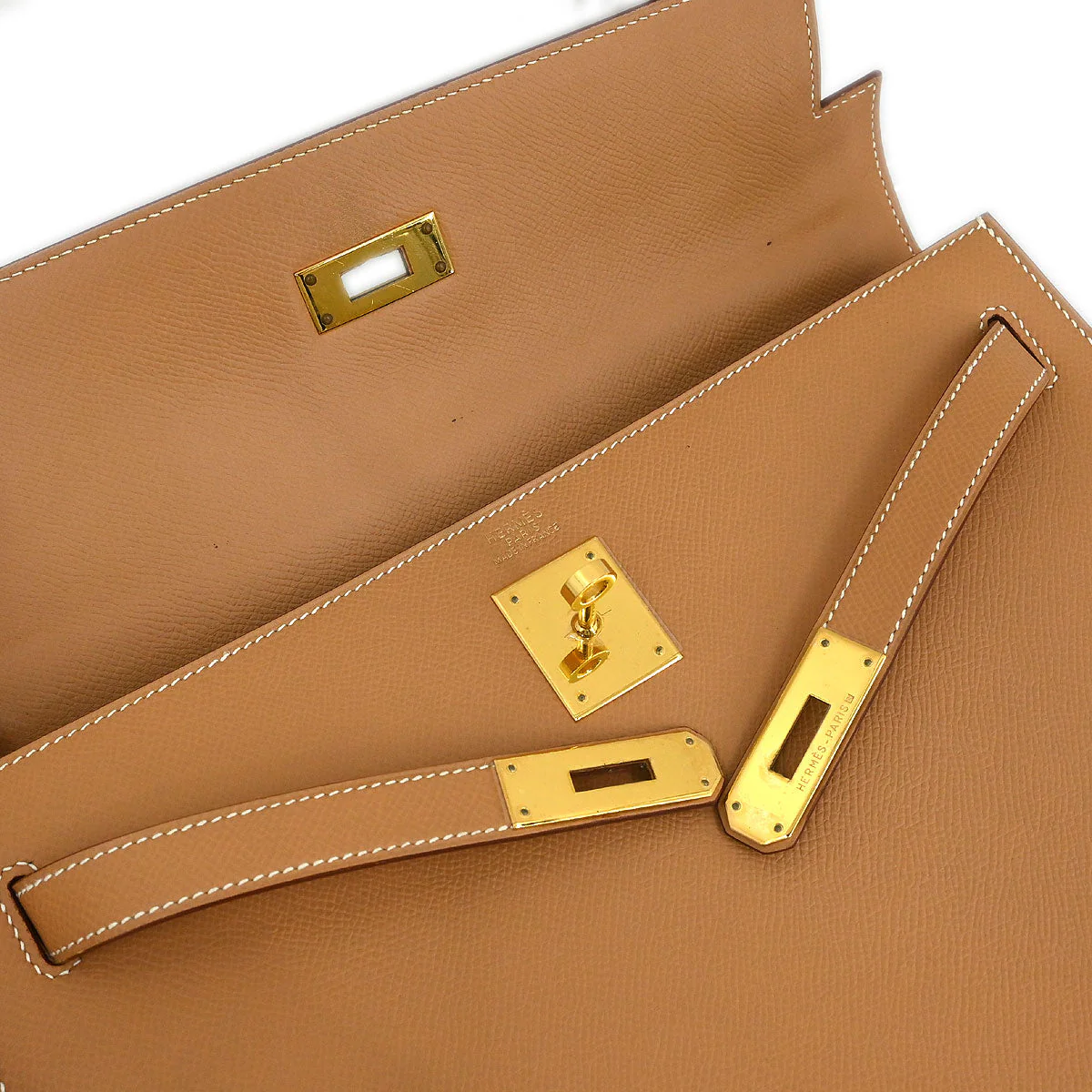 Hermes Natural Courchevel Kelly 32 Sellier 2way Shoulder Handbag - Image 7