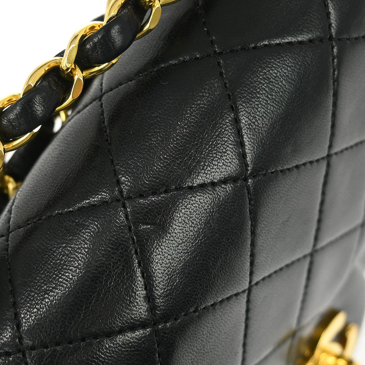 Chanel 1989-1991 Black Lambskin Small Classic Double Flap Shoulder Bag - Image 11