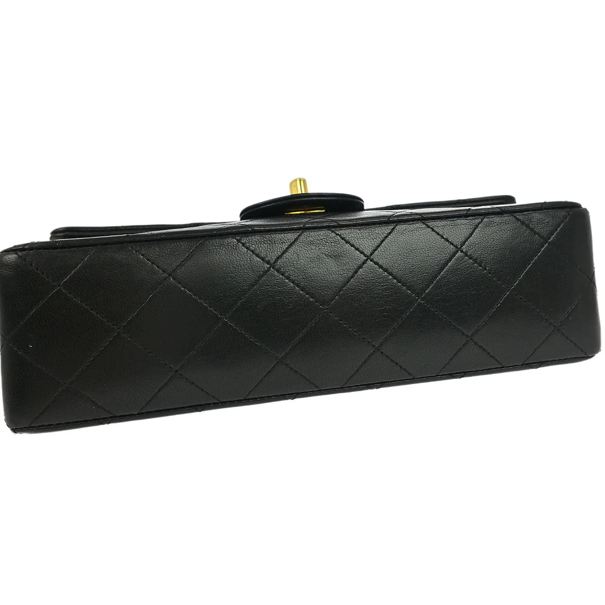 Chanel 1989-1991 Black Lambskin Small Classic Double Flap Shoulder Bag - Image 3