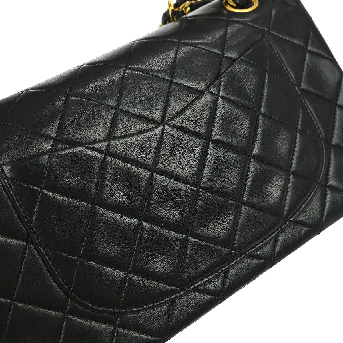 Chanel 1989-1991 Black Lambskin Small Classic Double Flap Shoulder Bag - Image 5