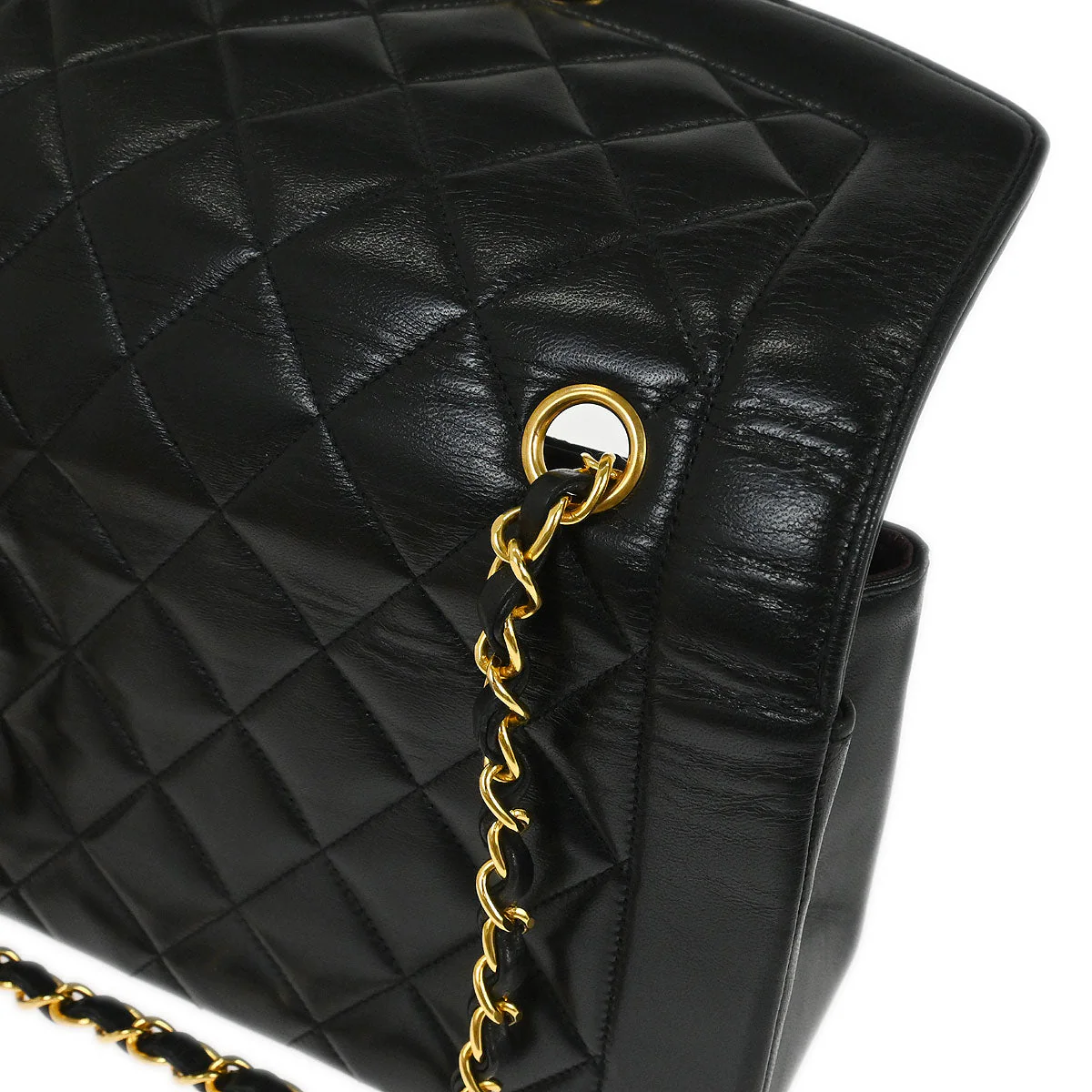 Chanel 1994-1996 Black Lambskin Small Diana Shoulder Bag - Image 5