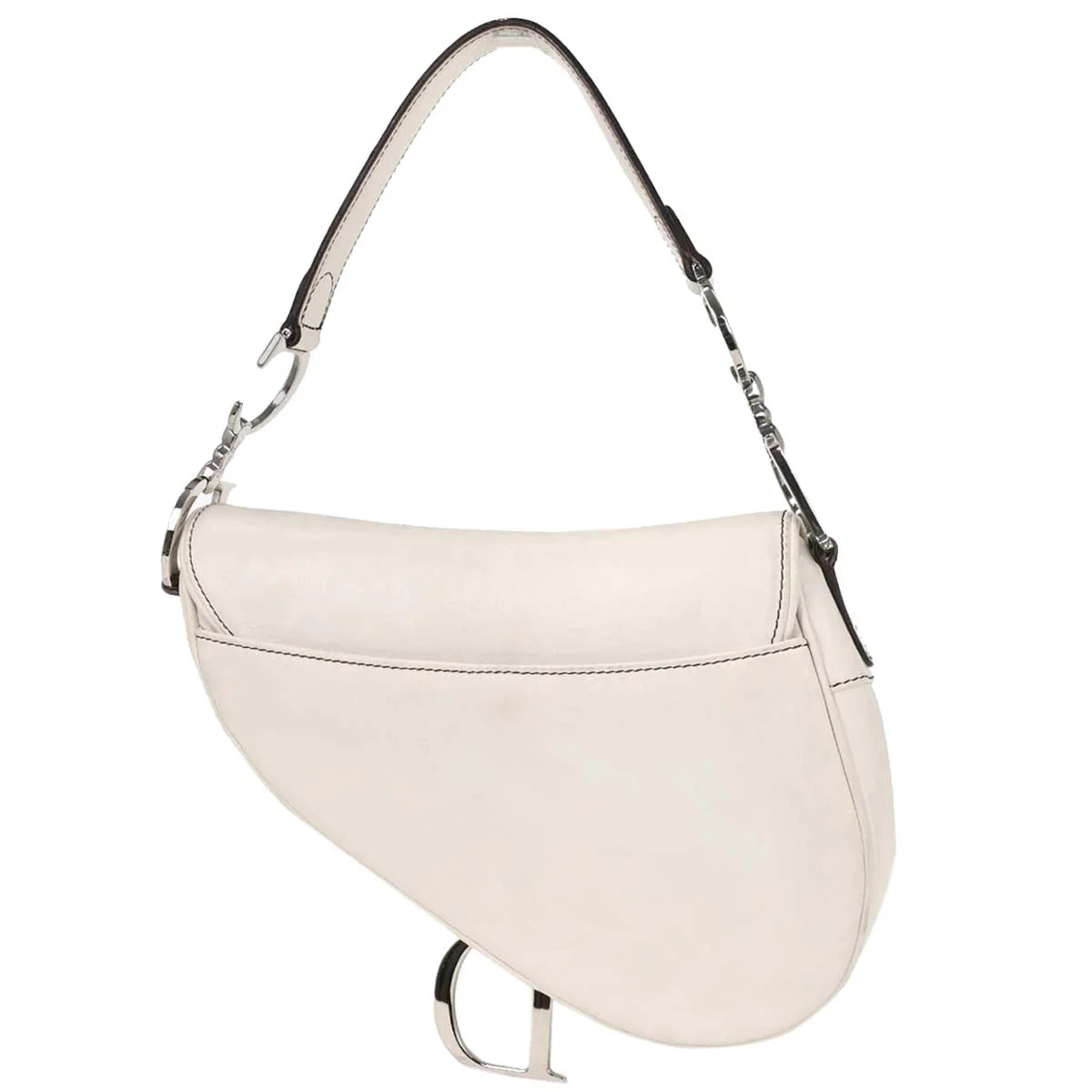 Christian Dior White Leather Saddle Handbag - Image 2
