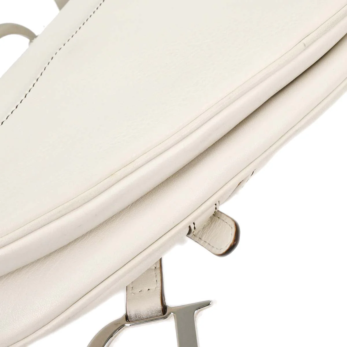 Christian Dior White Leather Saddle Handbag - Image 7