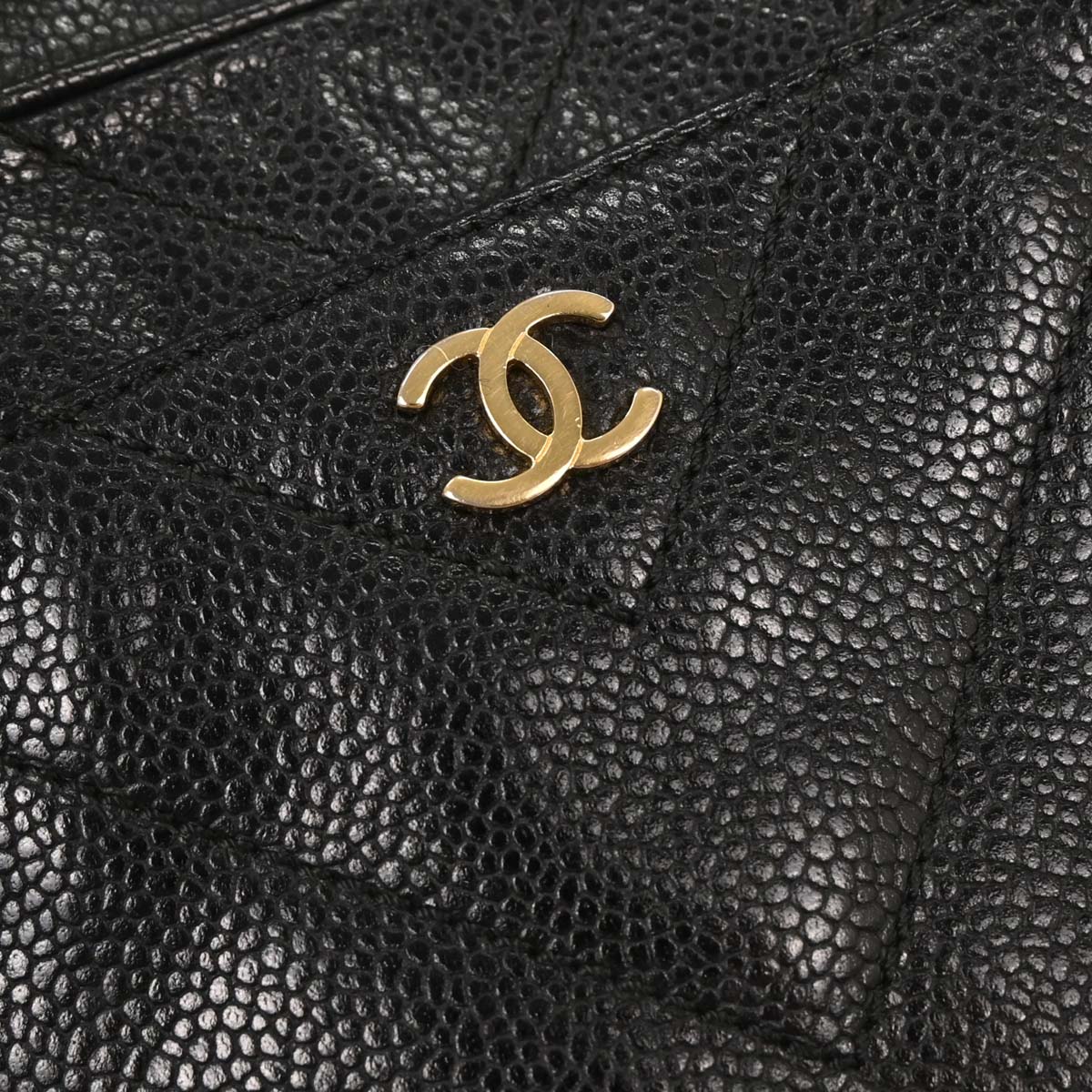 Chanel Black Caviar Chevron Handbag - Image 5