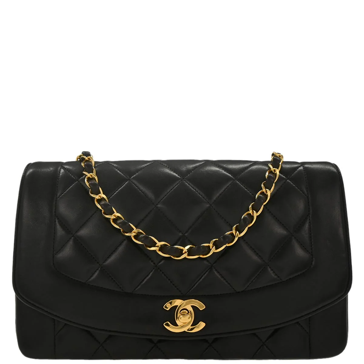 Chanel Black Lambskin Medium Diana Shoulder Bag