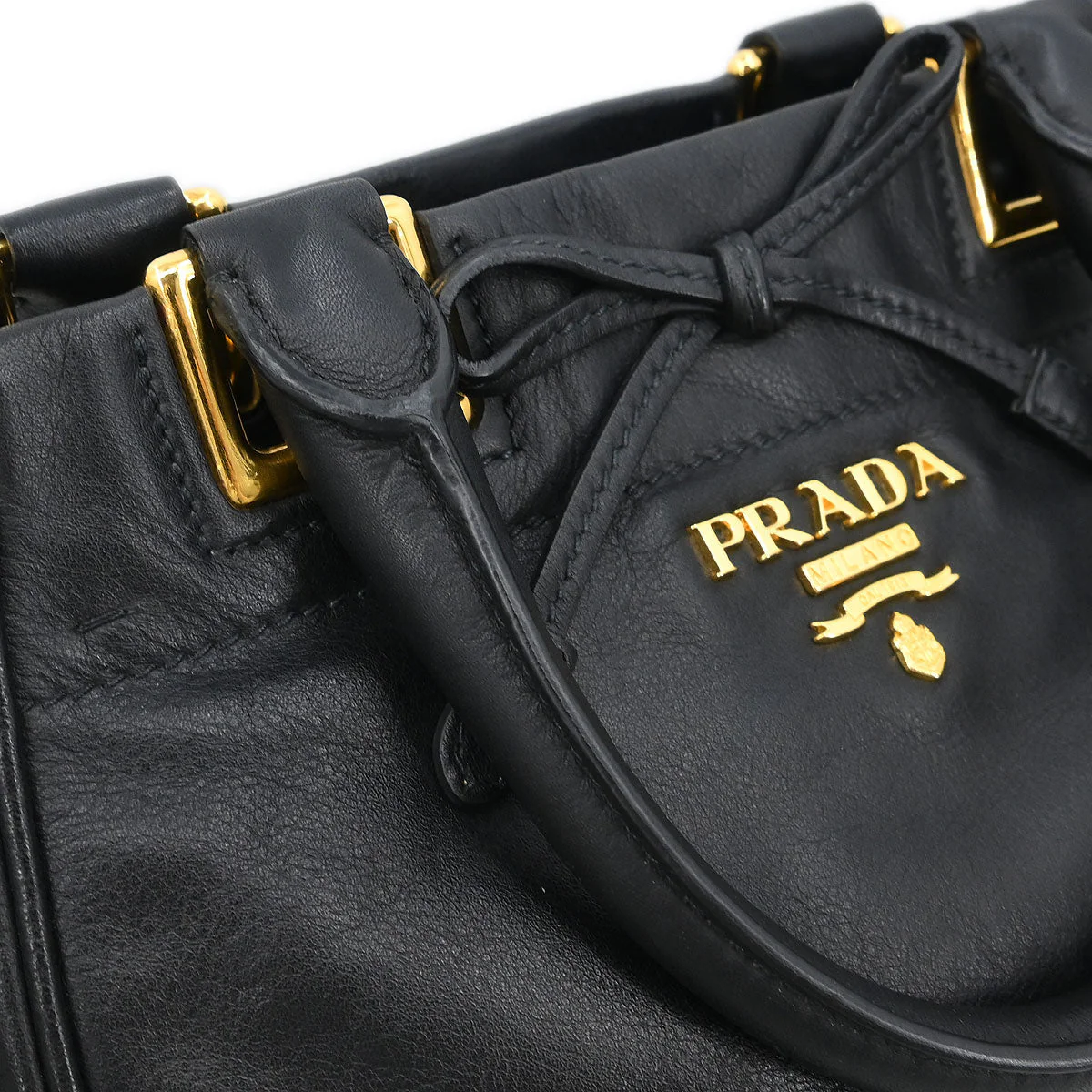 Prada Black Leather 2way Shoulder Handbag - Image 4