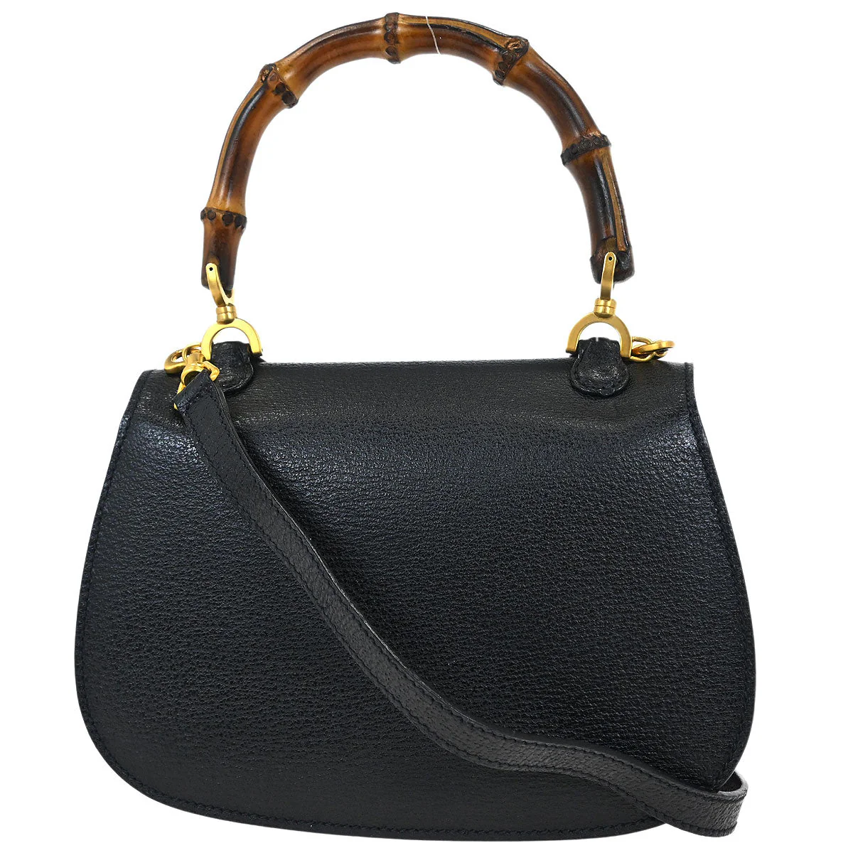 Gucci Black Pigskin Bamboo 2way Shoulder Handbag - Image 2
