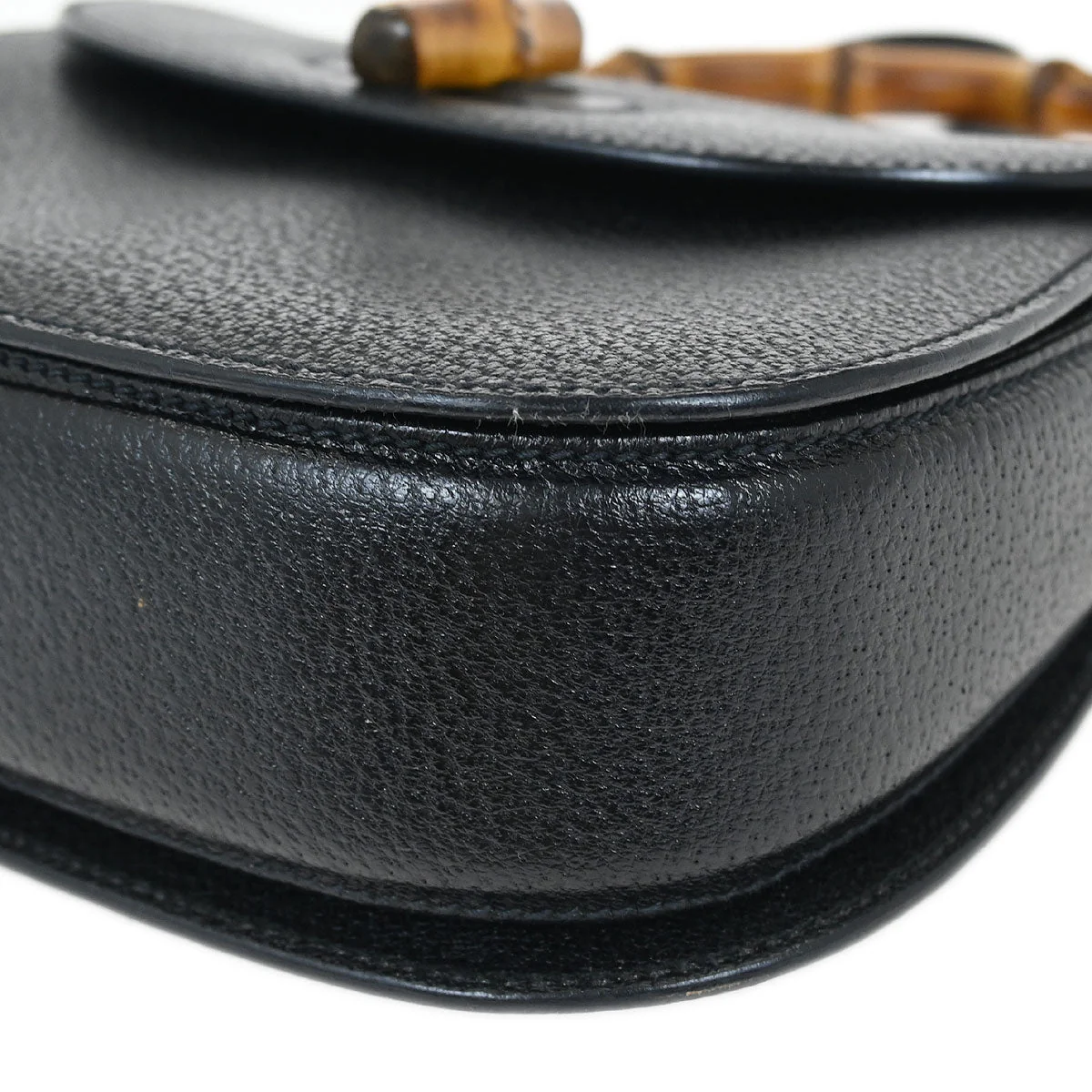 Gucci Black Pigskin Bamboo 2way Shoulder Handbag - Image 3