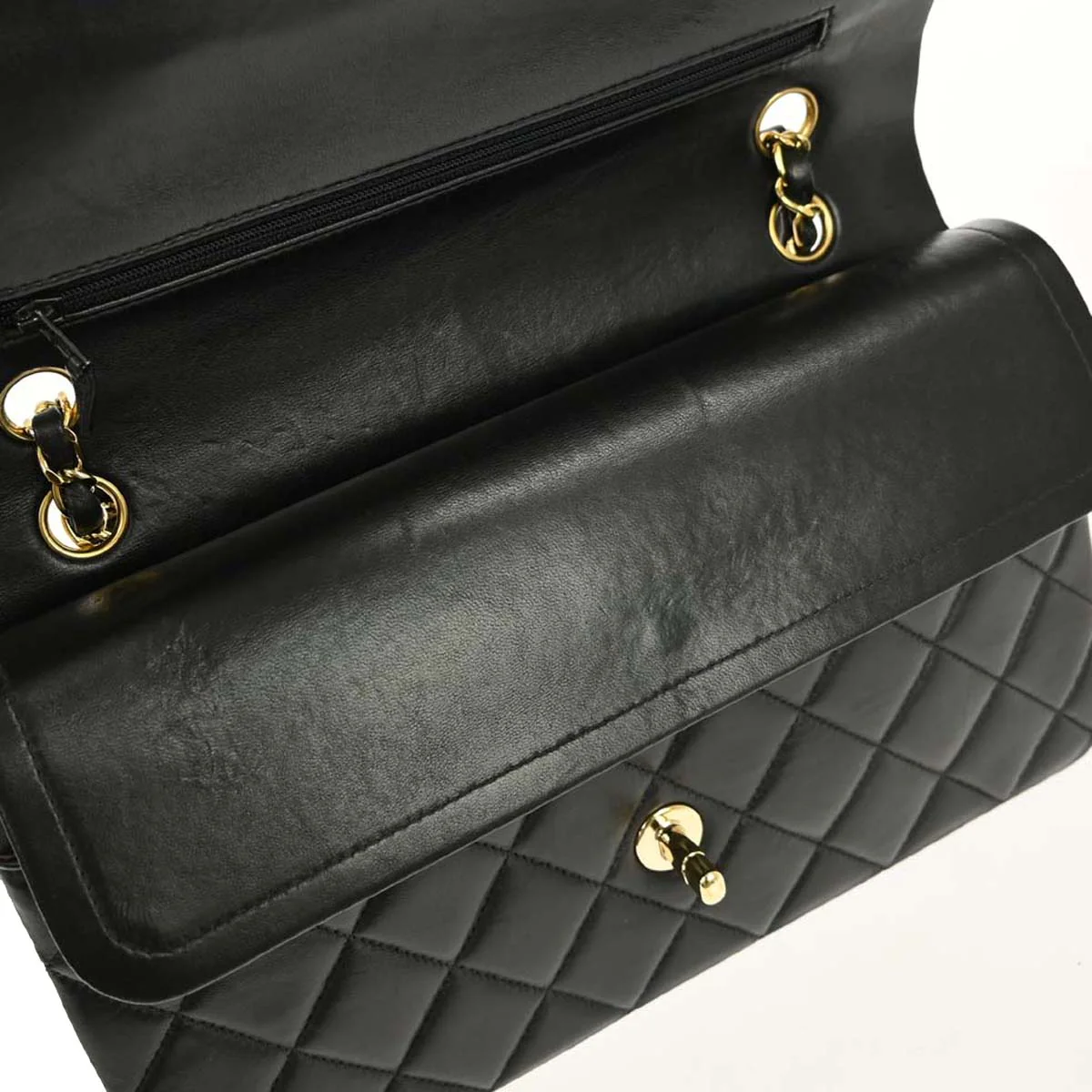 Chanel 2000-2001 Black Lambskin Medium Classic Double Flap Shoulder Bag - Image 6