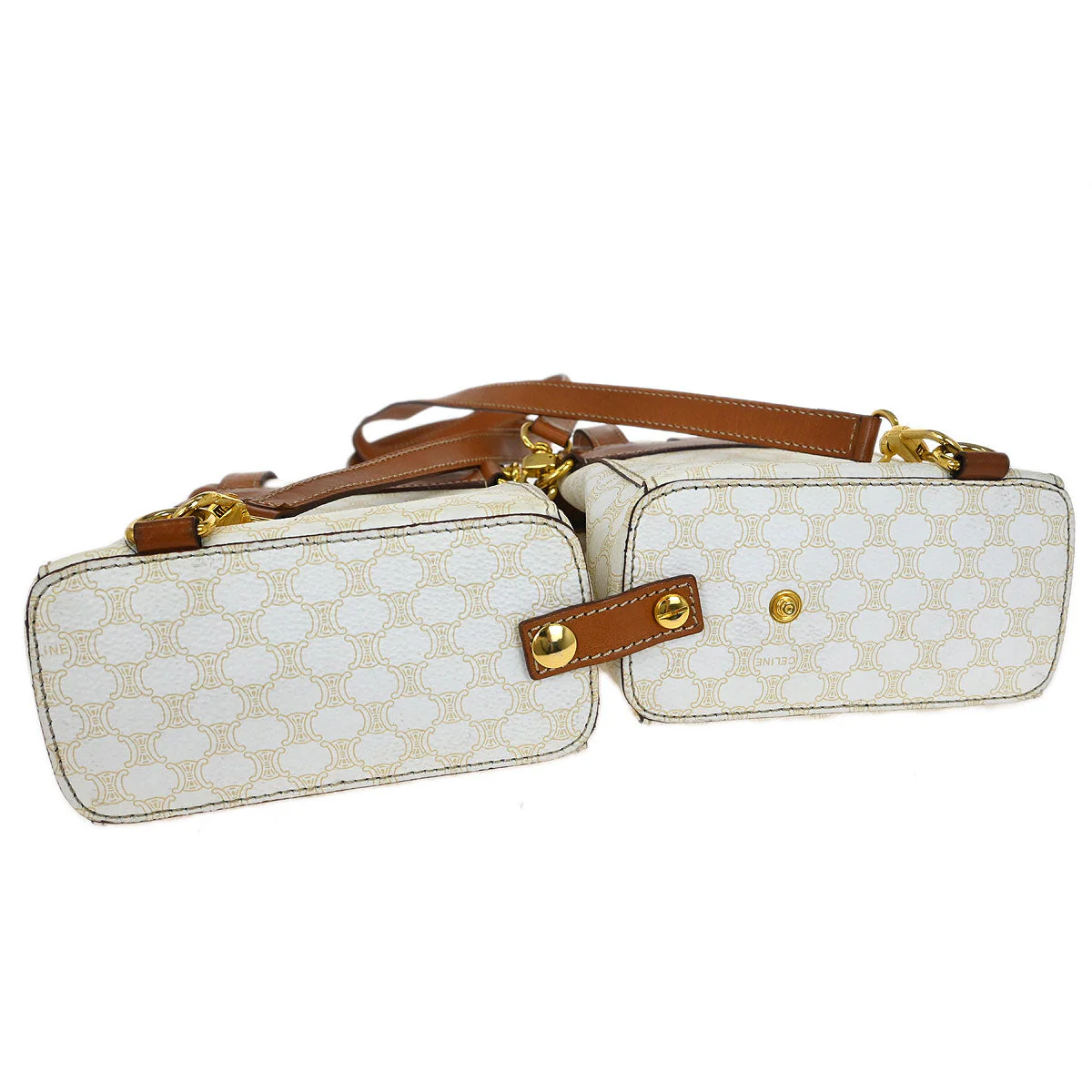 Celine White Brown Macadam Twin Backpack - Image 3
