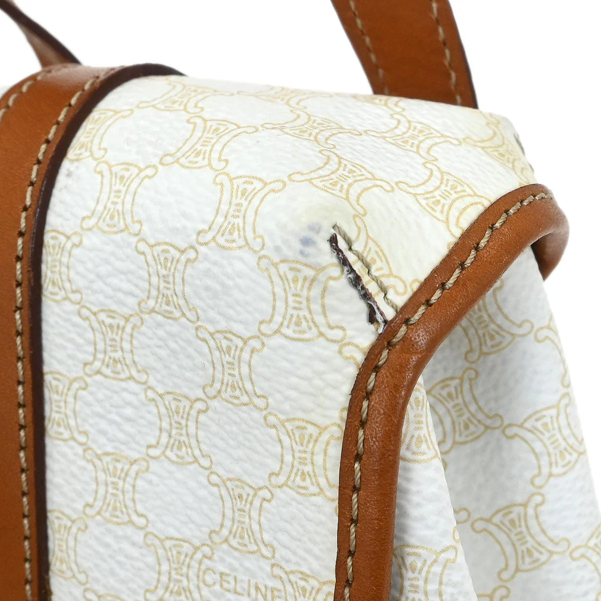 Celine White Brown Macadam Twin Backpack - Image 6