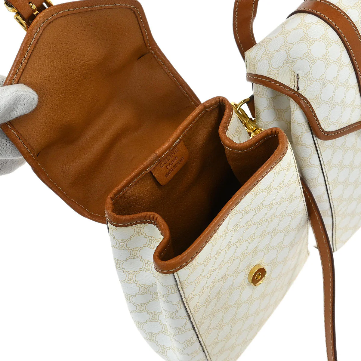 Celine White Brown Macadam Twin Backpack - Image 8