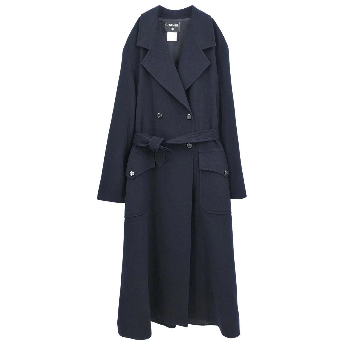 Chanel Double Breasted Coat Black #38