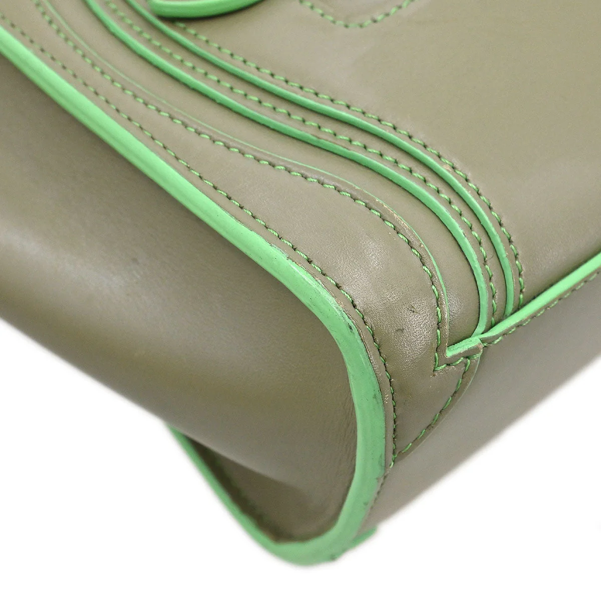Celine Green Leather Nano Luggage 2way Shoulder Tote Bag - Image 4