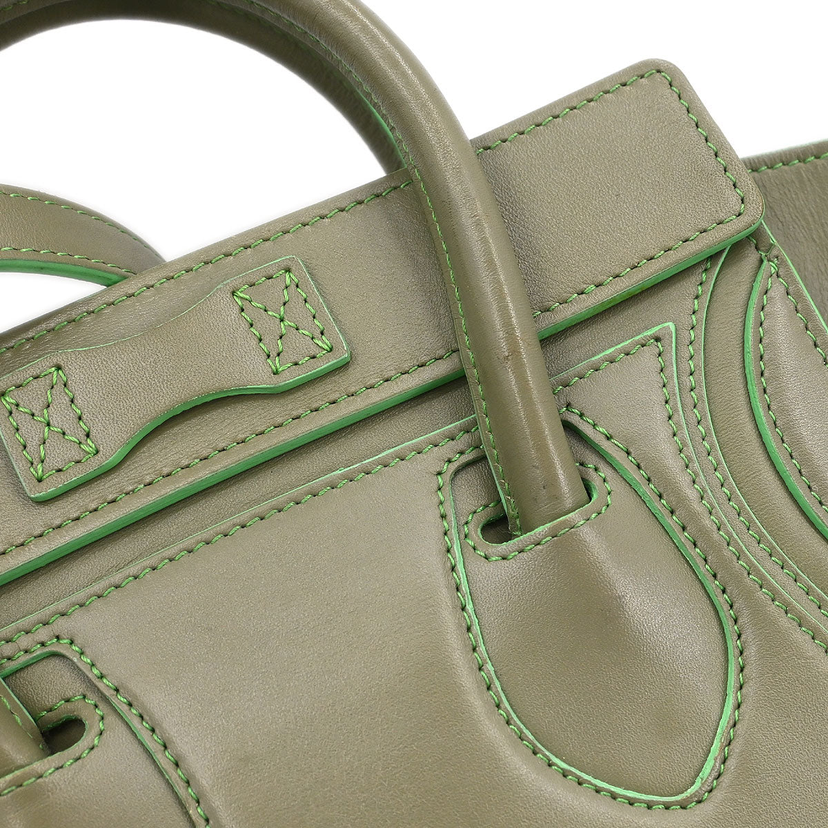 Celine Green Leather Nano Luggage 2way Shoulder Tote Bag - Image 6