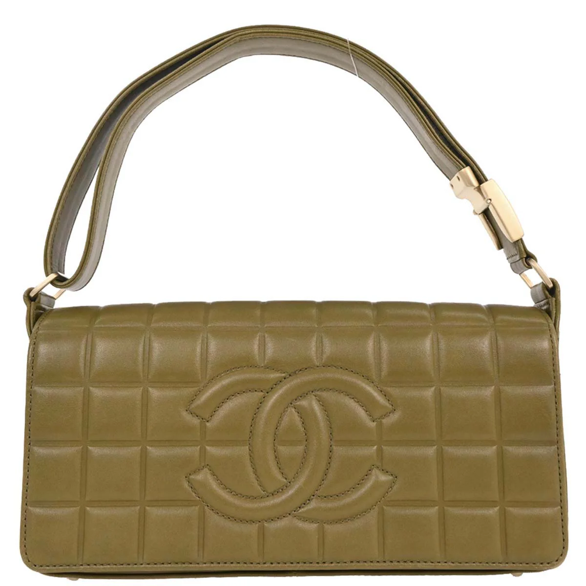 Chanel 2003-2004 Olive Lambskin Choco Bar Shoulder Bag - Image 2